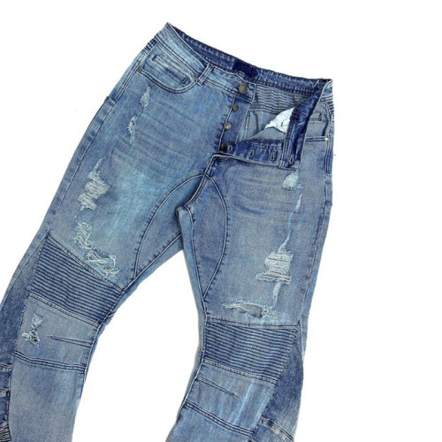 Custom Biker Flare Jeans – Distressed Patchwork with Moto Paneling