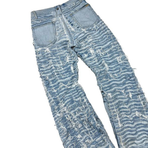 Custom Double-Layer Distressed Jeans – Avant-Garde Shredded Denim