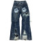 Custom Embroidered Stitching Jeans – Distressed Washed Artisanal Denim