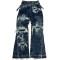 Custom Embroidered Stitching Jeans – Distressed Washed Artisanal Denim