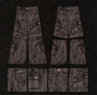 Custom Vintage Crack Print Cargo Jeans – Premium Multi-Pocket Utility Denim