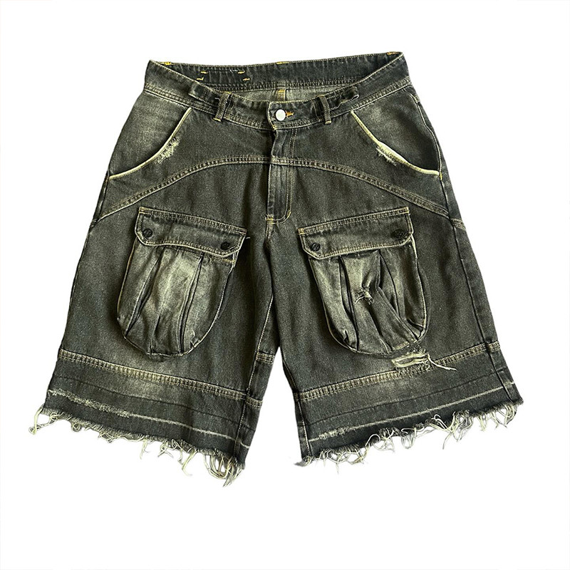 custom cargo denim shorts