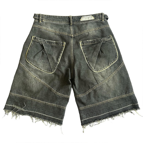 Custom Wholesale Vintage Cargo Denim Shorts – Distressed Utility Streetwear