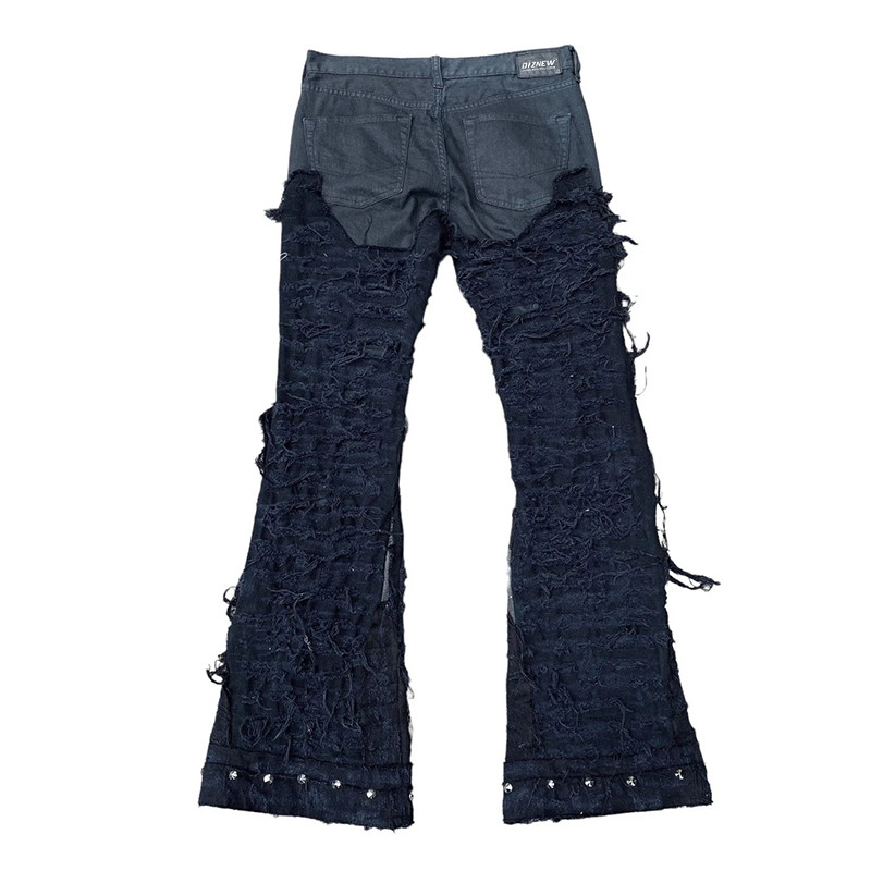 embroidered denim pants