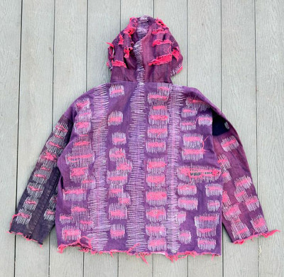 Custom Distressed Patchwork Denim Jacket – Handcrafted Artistic Streetwear
