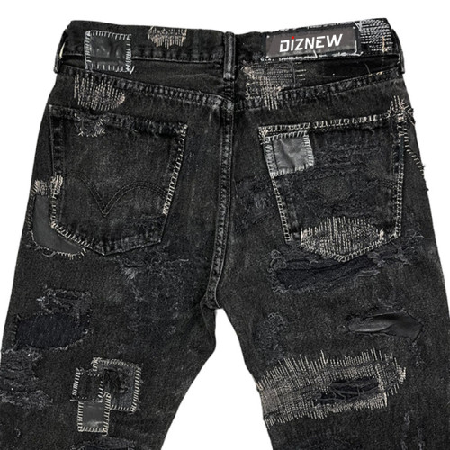 Custom Punk-Inspired Black Denim Jeans – Distressed, Embellished, and Designed