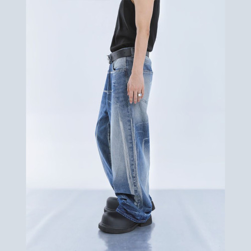 Custom Vintage Wash Wide-Leg Jeans – Oversized Fit | Blank Wholesale