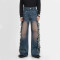 Custom Flare Denim Jeans with Distressed Fringe Side Panels – High-Fashion Statement