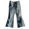 Custom Patchwork Flare Jeans – Vintage Multi-Tone Denim