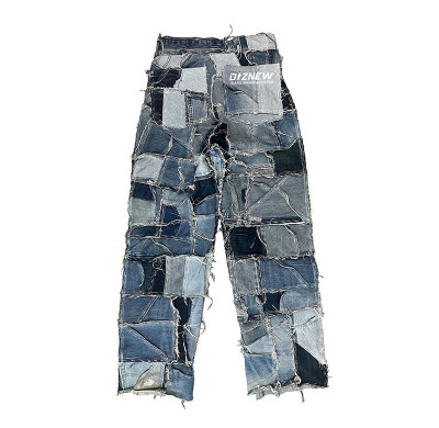 Custom Patchwork Denim Jeans – Handcrafted Vintage Style