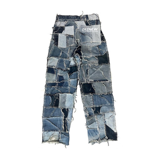 Custom Patchwork Denim Jeans – Handcrafted Vintage Style