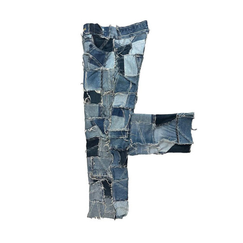 Custom Patchwork Denim Jeans – Handcrafted Vintage Style