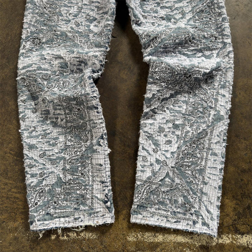 Custom Lace-Up Distressed Denim Jeans – Vintage Luxury Aesthetic