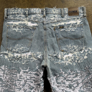Custom Lace-Up Distressed Denim Jeans – Vintage Luxury Aesthetic