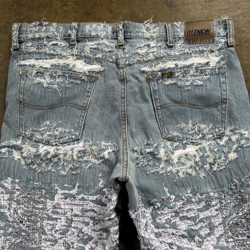 Custom Lace-Up Distressed Denim Jeans – Vintage Luxury Aesthetic