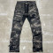 Custom Distressed Patchwork Denim Jeans with Embroidered Stitching Patches – DiZNEW