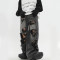 Custom Ripped Distressed Wide-Leg Denim Jeans with Embroidered Stitching Patches – DiZNEW