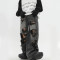 Custom Ripped Distressed Wide-Leg Denim Jeans with Embroidered Stitching Patches – DiZNEW