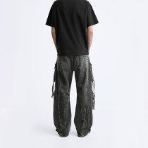 Custom Vintage Washed Cargo Pants with Multi-Pocket Design – DiZNEW