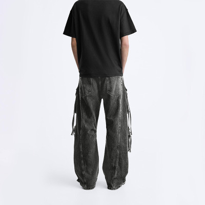 Custom Vintage Washed Cargo Pants with Multi-Pocket Design – DiZNEW