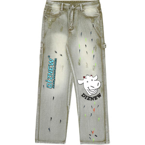 Custom Splashed Paint Washed Denim Jeans – High-Street Fashion