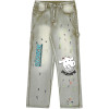 Custom Splashed Paint Washed Denim Jeans – High-Street Fashion