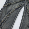 Custom Vintage Washed Distressed Fashion Patchwork Wide-Leg Denim