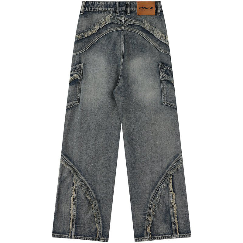 frayed patchwork denim