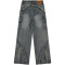 Custom Vintage Washed Distressed Fashion Patchwork Wide-Leg Denim