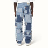 Custom Baggy Cotton Patchwork Distressed Denim Jeans Brief Description