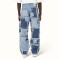 Custom Baggy Cotton Patchwork Distressed Denim Jeans Brief Description