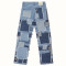 Custom Baggy Cotton Patchwork Distressed Denim Jeans Brief Description