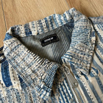 Custom Vintage Patchwork Boro Denim Jacket with Distressed Embroidered Stitching