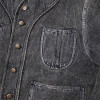 Custom Vintage Washed Denim Work Jacket with Button Closure