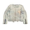 Custom Distressed Punk Denim Biker Jacket with Studs & Pins