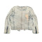 Custom Distressed Punk Denim Biker Jacket with Studs & Pins