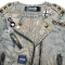 Custom Distressed Punk Denim Biker Jacket with Studs & Pins