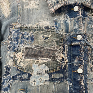 Custom Wholesale DIY Vintage Patchwork Distressed Denim Jacket