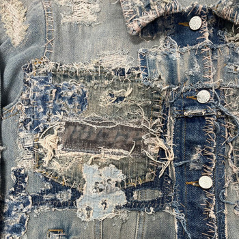 Custom Wholesale DIY Vintage Patchwork Distressed Denim Jacket
