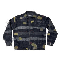 Custom DIY Punk Denim Jacket with Metal Studs & Embroidered Patches