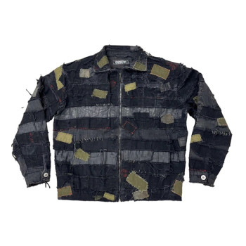 Custom DIY Punk Denim Jacket with Metal Studs & Embroidered Patches