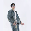 Custom Spray-On Blue Denim Jacket – Washed Futuristic Streetwear