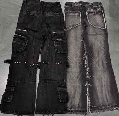 Wholesale Custom Punk & Distressed Denim Cargo Pants