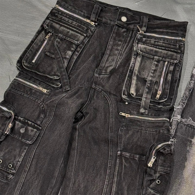 Wholesale Custom Punk & Distressed Denim Cargo Pants