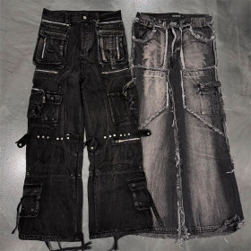 Wholesale Custom Punk & Distressed Denim Cargo Pants