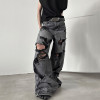 Wholesale Custom Cotton Distressed Patchwork Ripped Jeans