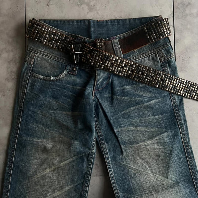 Custom Whisker & Monkey Washed Wide-Leg Fashion Denim