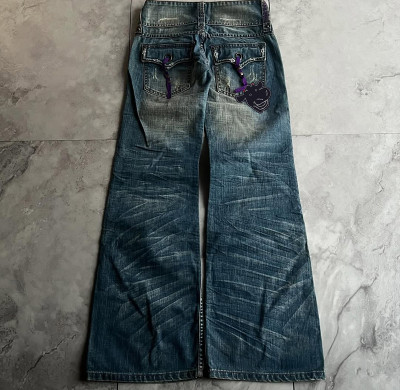 Custom Whisker & Monkey Washed Wide-Leg Fashion Denim