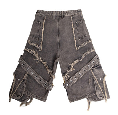 Custom Cotton Patchwork Distressed Denim Shorts – Wholesale