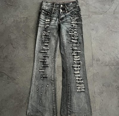Custom Double Waist Distressed Denim Jeans – Wholesale